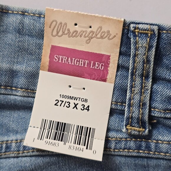 NWT Wrangler Straight Leg Jeans 90s Size 27 Blue - Picture 3 of 6